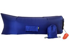 Ламзак надувний 240х90 з боковою кишенею і змінною камерою шезлонг лежак диван гамак матрац Oxford Синій