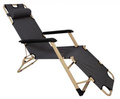 Шезлонг складаний посилений 180 см крісло лежак розкладачка для саду дачі пляжу на три положення Сірий