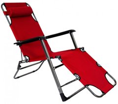 Шезлонг складаний посилений 180 см крісло лежак розкладачка для саду дачі пляжу на три положення Червоний