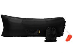Ламзак надувний 240х90 з боковою кишенею і змінною камерою шезлонг лежак диван гамак матрац Oxford Чорний
