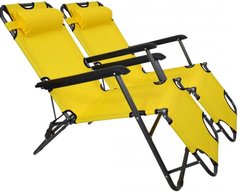 Комплект шезлонгів складаних 154 см крісло лежак розкладачка для саду дачі пляжу на три положення 2 шт Жовтий