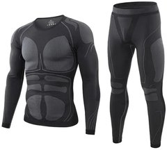 Термобелье мужское комплект кофта и кальсоны микрофлис Sport Grey +5-15°С S Черный с серым