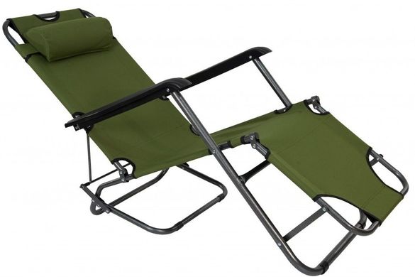 Шезлонг складаний 178 см крісло лежак розкладачка для саду дачі пляжу на три положення Хакі