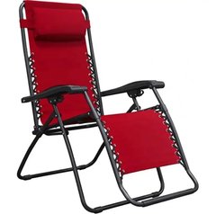 Шезлонг раскладной 160 см с регулируемым положением с подголовником подлокотниками кресло лежак для сада дачи пляжа Красный