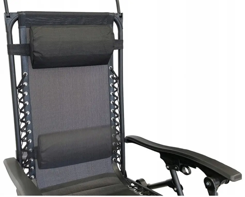 Шезлонг розкладний 160 см з регульованим положенням з дашком підголівником підстаканником крісло лежак для саду дачі пляжу Чорний