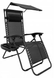 Шезлонг розкладний 160 см з регульованим положенням з дашком підголівником підстаканником крісло лежак для саду дачі пляжу Чорний