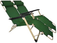Комплект шезлонгів складаних 180 см посилене крісло лежак розкладачка для саду дачі пляжу на три положення 2 шт Зелений
