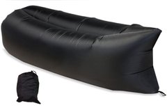Ламзак надувний 240х90 з змінною камерою шезлонг лежак диван гамак матрац Ripstop Чорний