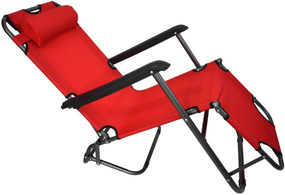 Шезлонг складаний 178 см крісло лежак розкладачка для саду дачі пляжу на три положення Червоний