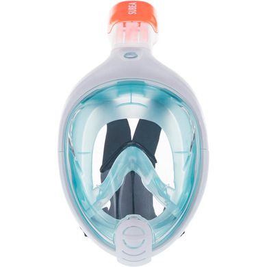 Дитяча маска для плавання Subea Easybreath PRO 500 XS панорамна повнолицьова для снорклінгу підводного пірнання на все обличчя з трубкою Блакитна, XS