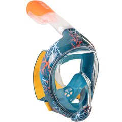 Дитяча маска для плавання Subea Easybreath PRO 500 XS панорамна повнолицьова для снорклінгу підводного пірнання на все обличчя з трубкою Синя, XS