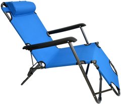 Шезлонг складаний 154 см крісло лежак розкладачка для саду дачі пляжу на три положення Блакитний
