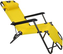Шезлонг складной 154 см кресло лежак раскладушка для сада дачи пляжа на три положения Желтый