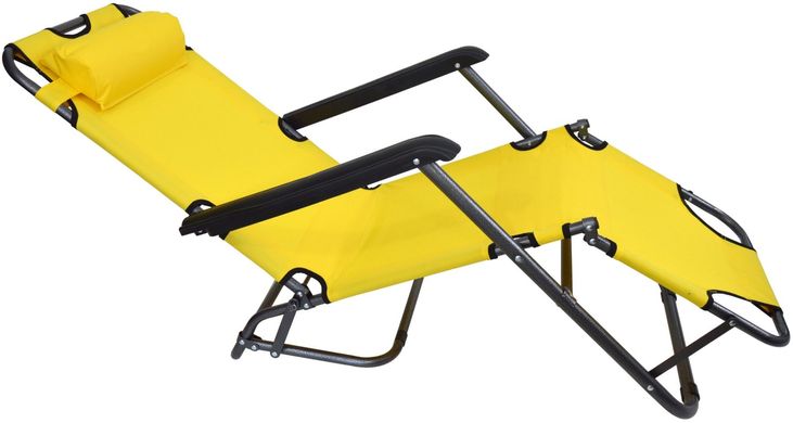 Шезлонг складаний 154 см крісло лежак розкладачка для саду дачі пляжу на три положення Жовтий