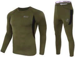 Термобілизна чоловіча комплект кофта та кальсони мікрофліс Sport Green +5-15°С S Зелений