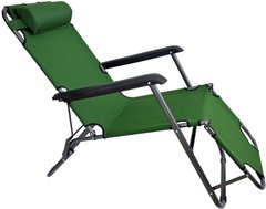 Шезлонг складаний 154 см крісло лежак розкладачка для саду дачі пляжу на три положення Зелений