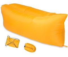 Ламзак надувной 240х90 с заменяемой камерой шезлонг лежак диван гамак матрас Ripstop Желтый