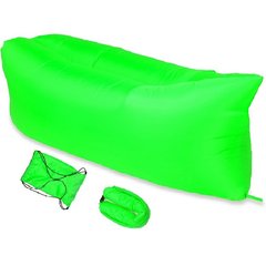 Ламзак надувной 240х90 с заменяемой камерой шезлонг лежак диван гамак матрас Ripstop Зеленый неон