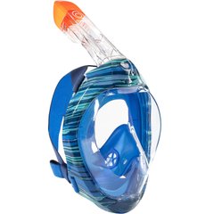 Маска для плавання Subea Easybreath PRO 500 панорамна повнолицьова для снорклінгу підводного пірнання на все обличчя з трубкою Синя з блакитним, M/L