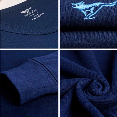 Термобілизна чоловіча бавовняна комплект кальсони та кофта з V-подібним вирізом Septwolves Blue +5-15°С M Темно-синій