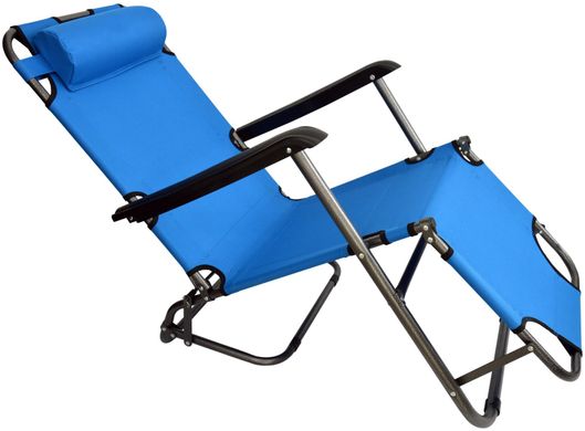 Шезлонг складаний 178 см крісло лежак розкладачка для саду дачі пляжу на три положення Блакитний