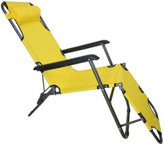 Шезлонг складной 178 см кресло лежак раскладушка для сада дачи пляжа на три положения Желтый
