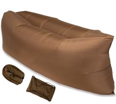 Ламзак надувний 240х90 з змінною камерою шезлонг лежак диван гамак матрац Ripstop Коричневий