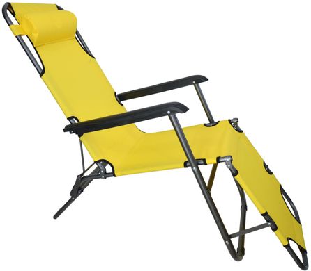 Шезлонг складаний 178 см крісло лежак розкладачка для саду дачі пляжу на три положення Жовтий