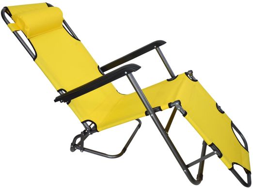 Шезлонг складаний 178 см крісло лежак розкладачка для саду дачі пляжу на три положення Жовтий