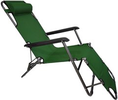 Шезлонг складаний 178 см крісло лежак розкладачка для саду дачі пляжу на три положення Зелений
