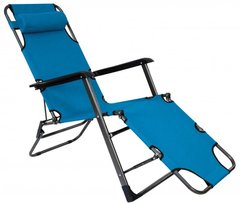 Шезлонг складной усиленный 180 см кресло лежак раскладушка для сада дачи пляжа на три положения Голубой