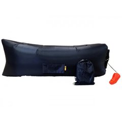 Ламзак надувний 240х90 з боковою кишенею і змінною камерою шезлонг лежак диван гамак матрац Oxford Темно-синій