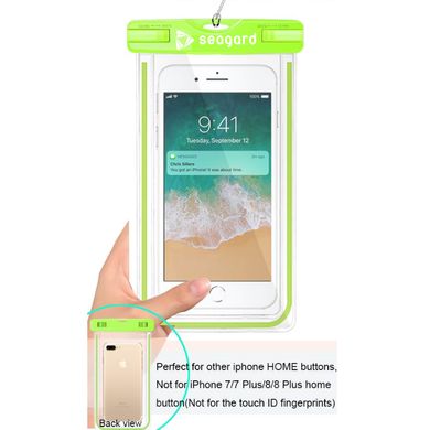 Чохол водонепроникний Seagard для мобільних телефонів з люмінесцентним елементом Зелений