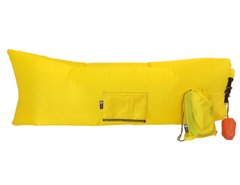Ламзак надувний 240х90 з боковою кишенею і змінною камерою шезлонг лежак диван гамак матрац Oxford Жовтий