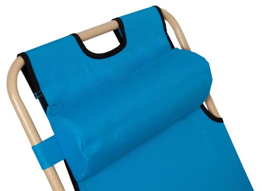 Шезлонг складаний посилений 180 см крісло лежак розкладачка для саду дачі пляжу на три положення Блакитний з бежевим