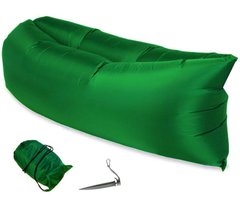 Ламзак надувний 240х90 з боковою кишенею і змінною камерою шезлонг лежак диван гамак матрац Oxford Зелений