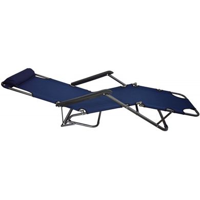 Шезлонг складаний 178 см крісло лежак розкладачка для саду дачі пляжу на три положення Темно синій