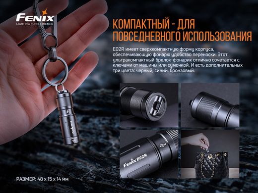 Ліхтар ручний Fenix E02R синій