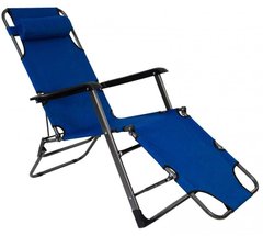 Шезлонг складаний посилений 180 см крісло лежак розкладачка для саду дачі пляжу на три положення Синій