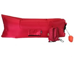Ламзак надувний 240х90 з боковою кишенею і змінною камерою шезлонг лежак диван гамак матрац Oxford Червоний
