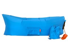 Ламзак надувний 240х90 з боковою кишенею і змінною камерою шезлонг лежак диван гамак матрац Oxford Блакитний