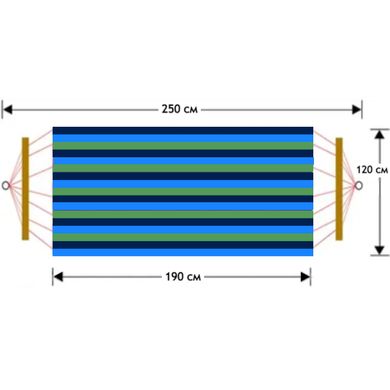 Гамак с каркасом 250х120 двухместный подвесной из ткани с чехлом для дома дачи сада Синий с зеленым
