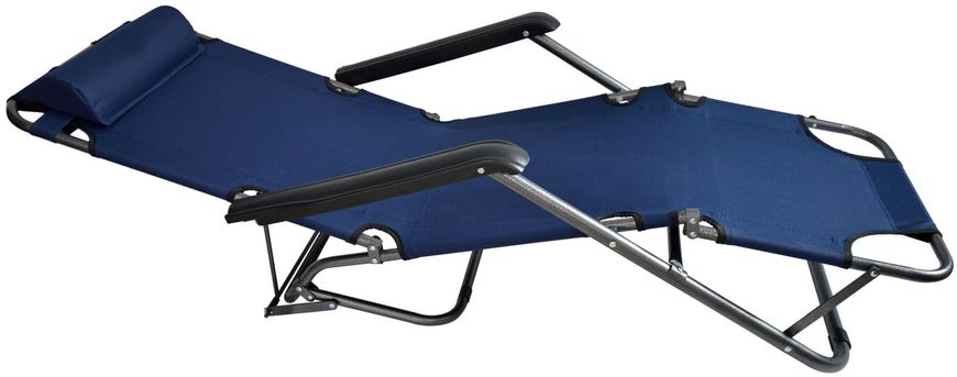 Комплект шезлонгів складаних 154 см крісло лежак розкладачка для саду дачі пляжу на три положення 2 шт Темно синій