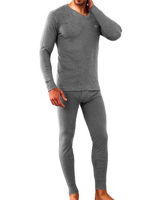 Термобелье мужское хлопковое комплект кальсоны и кофта с V-образным вырезом Septwolves Grey +5-15°С M Серый
