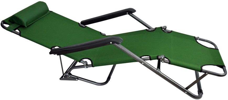 Комплект шезлонгов складных 178 см кресло лежак раскладушка для сада дачи пляжа на три положения 2 шт Зеленый
