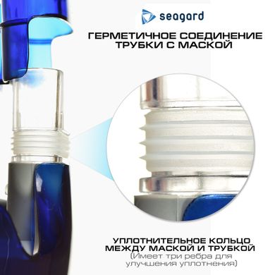 Маска для плавания Seagard Easybreath Profi с 7 клапанами и креплением для камеры панорамная полнолицевая для снорклинга подводного ныряния с трубкой Синяя, L/XL