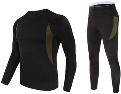 Термобілизна чоловіча комплект кофта та кальсони мікрофліс Sport Black +5-15°С S Чорний