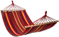 Гамак двомісний 300х150 (200x150) з дерев'яними планками 120 см підвісний із тканини з чохлом та кріпленнями для дому дачі саду Темно червоний