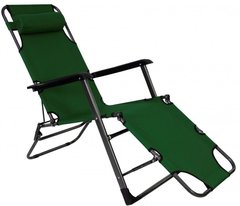 Шезлонг складаний посилений 180 см крісло лежак розкладачка для саду дачі пляжу на три положення Зелений
